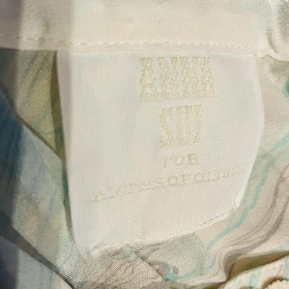 Anna Sui Silk Pastel Marbled flutter sleeve top -Super Stunner Staple - Picture 6 of 8